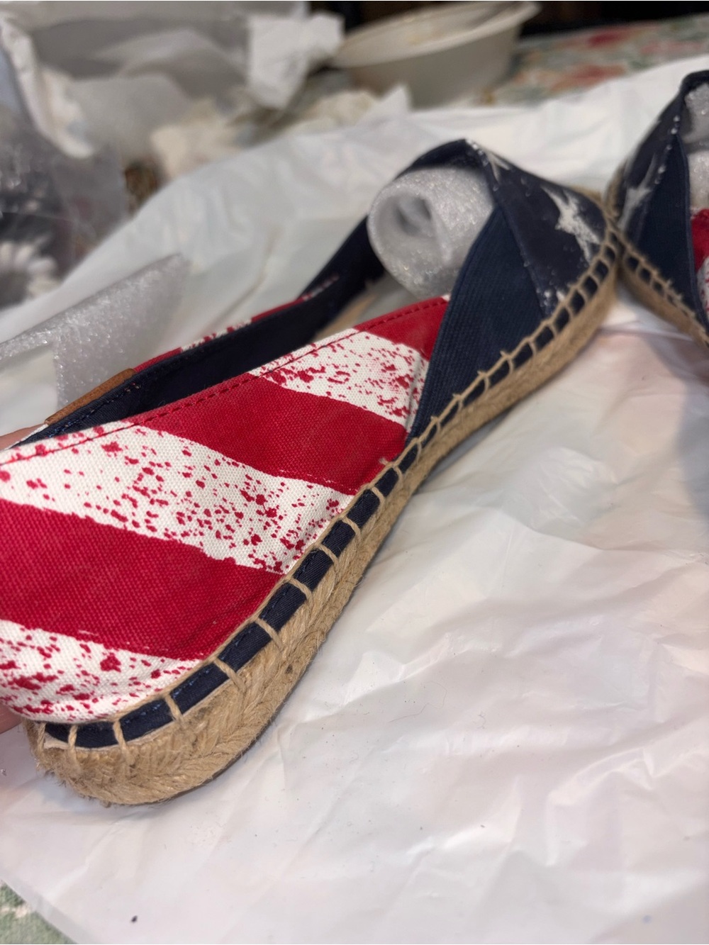 Sperry Cape Stars and Stripes espadrilles in a distressed American flag pattern. - Picture 6 of 8